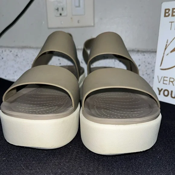 Crocs Women’s Platform Sandal in Dark Beige - Picture 8 of 11